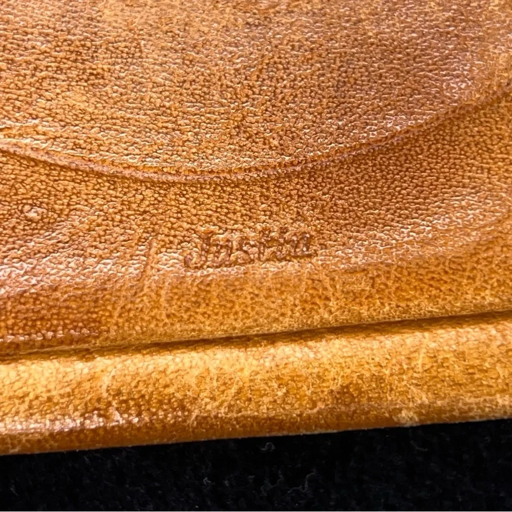 Vintage Justin Tan Brown Leather Wallet Tooled Western Cowboy